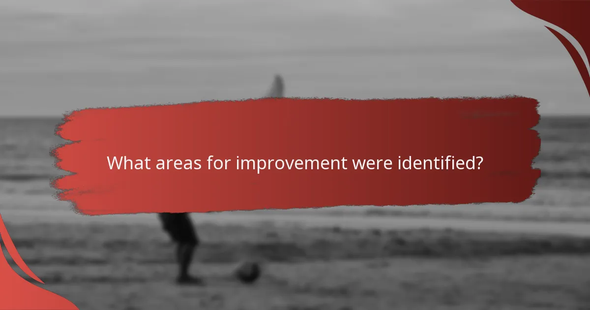 What areas for improvement were identified?